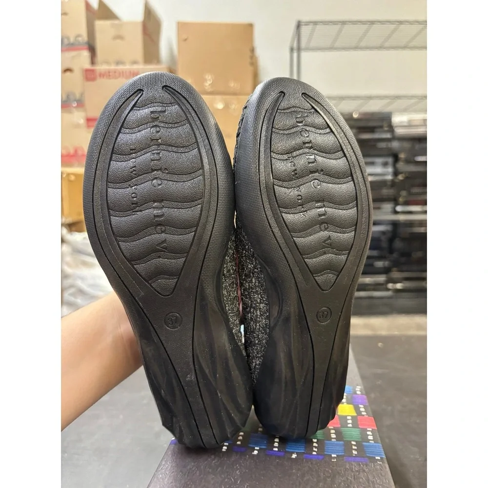 Bernie Mev Catwalk New Black Reflective Woven Vegan Flats Size 38 US 7.5-8